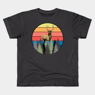 Vintage retro sunset art of zoo Kids T-Shirt